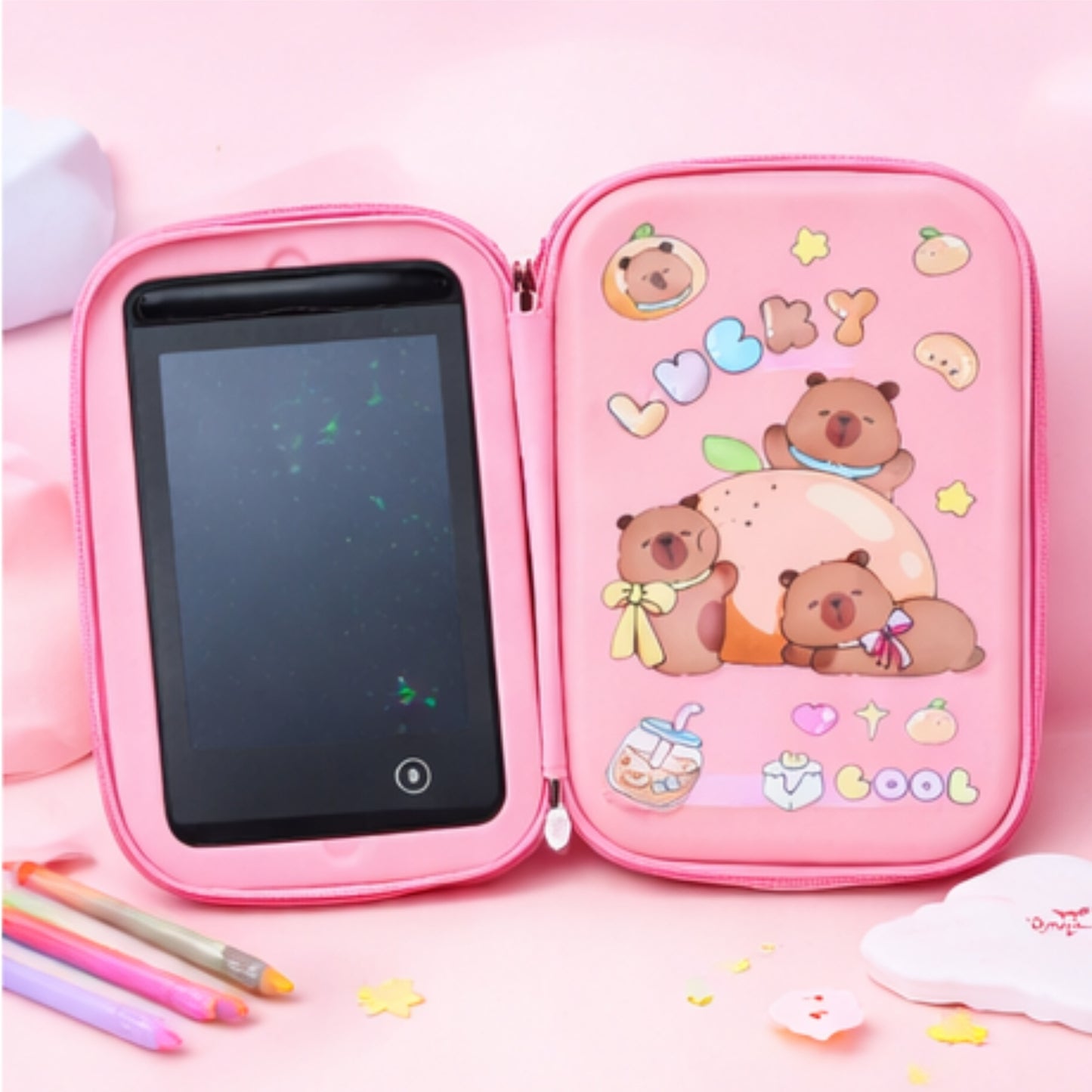 Stationery Pouch with detachable LCD writing tablet
