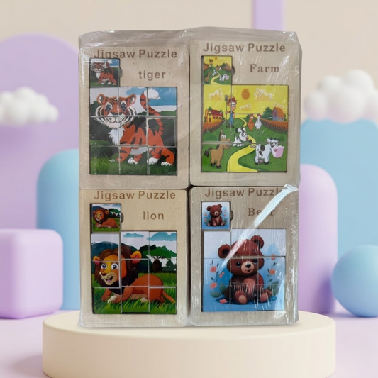Wooden Mini Jigsaw Puzzle Blocks for Kids – Educational Animal Puzzle Toy