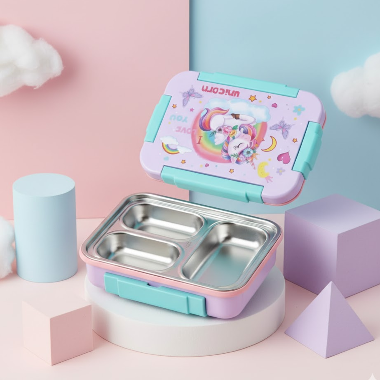 Stainless Steel 3 Partition Lunch Box -710 ml