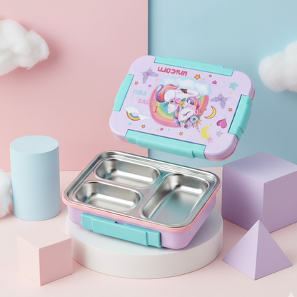 Stainless Steel 3 Partition Lunch Box -710 ml