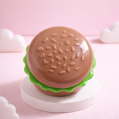 Burger shaped pencil sharpener with shavings container for kids stationery
