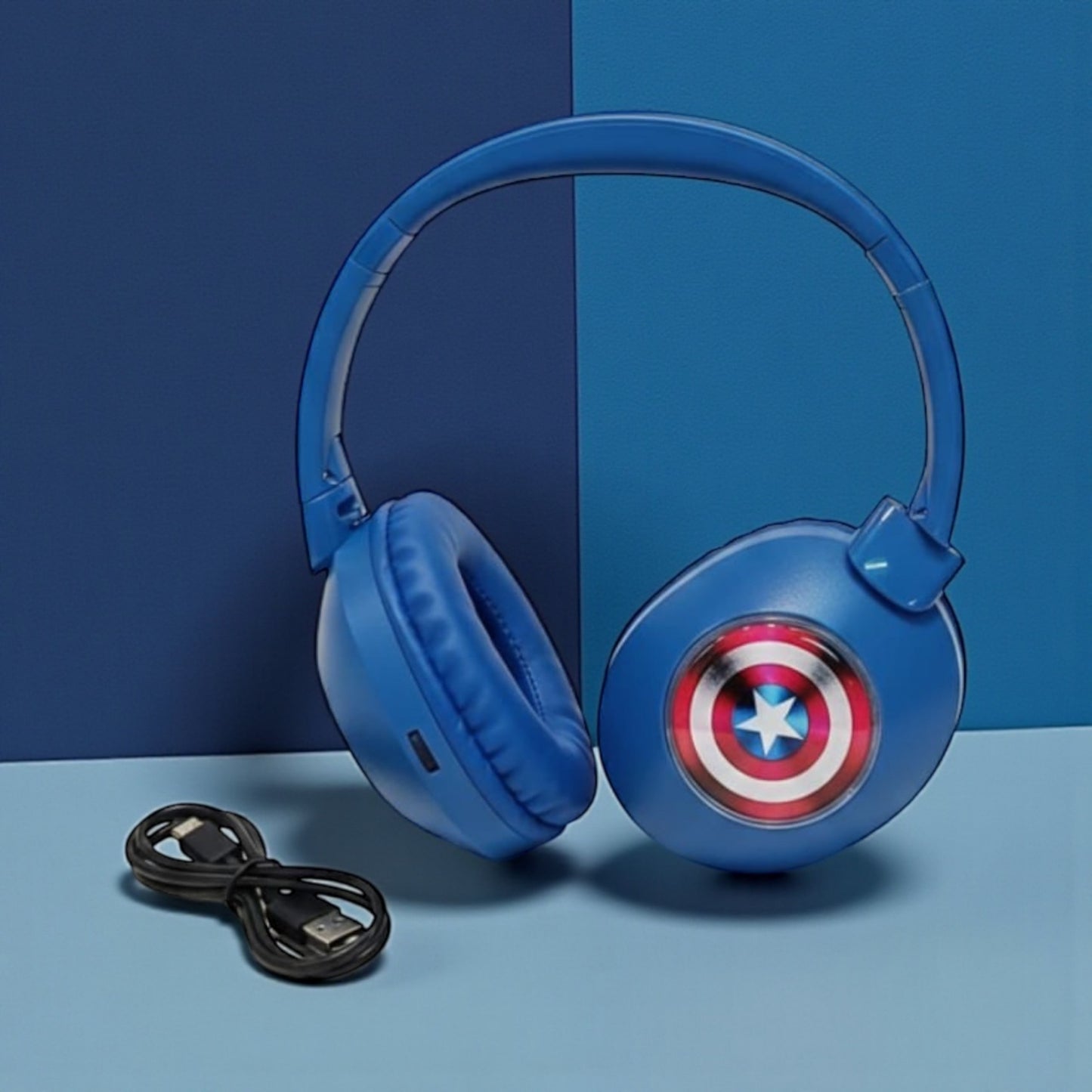 Avengers Captain America Wireless Bluetooth Headphones for Kids & Teens – Rechargeable Over-Ear Headset with Deep Bass & Built-in Mic
