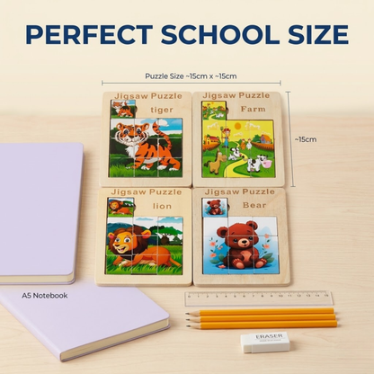 Wooden Mini Jigsaw Puzzle Blocks for Kids – Educational Animal Puzzle Toy
