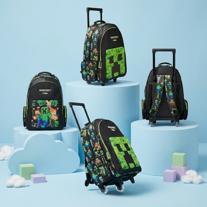 18" Smiggle MInecraft Trolley with LED lights School bag