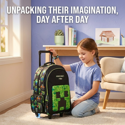 18" Smiggle MInecraft Trolley with LED lights School bag