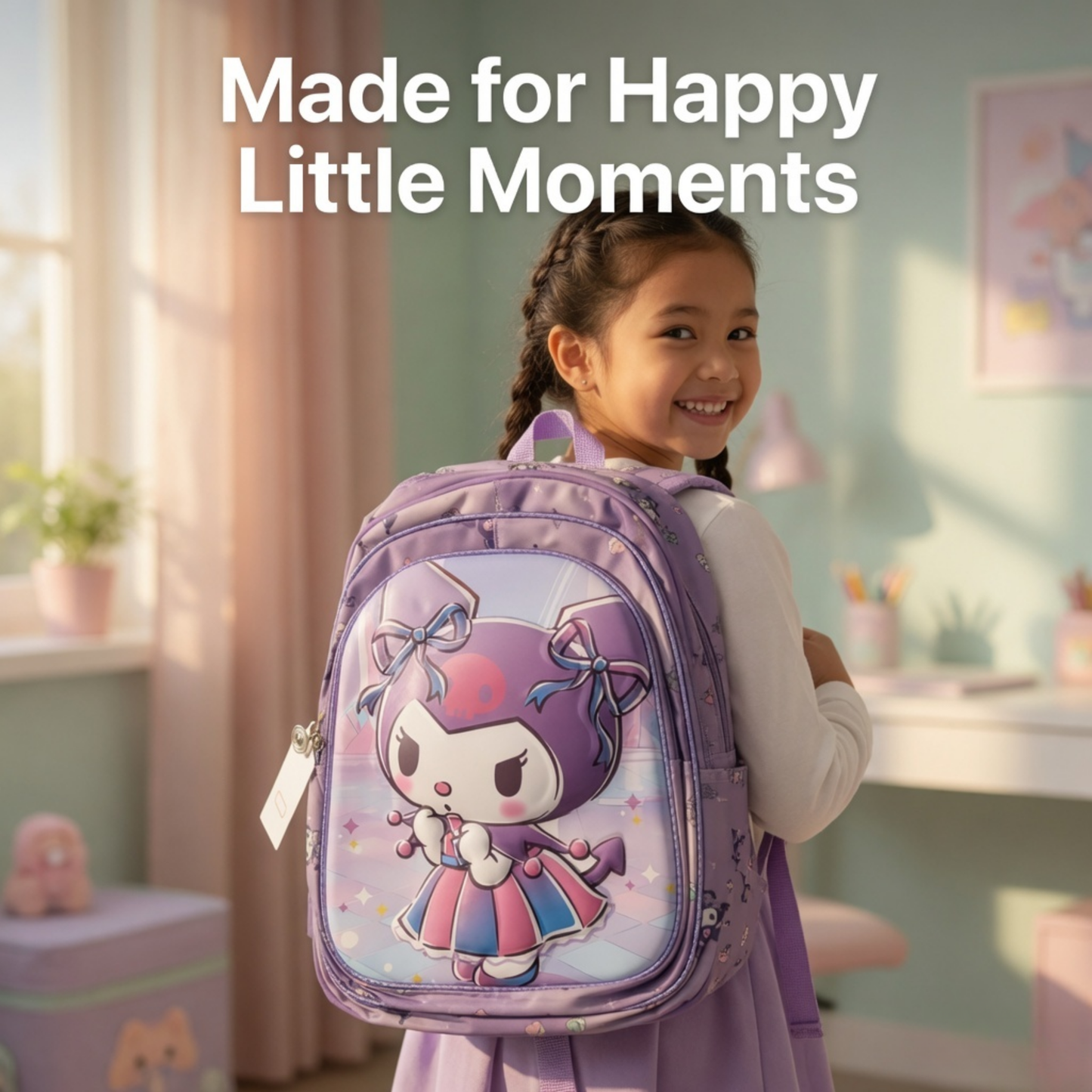 Kuromi Cartoon Kids School Backpack