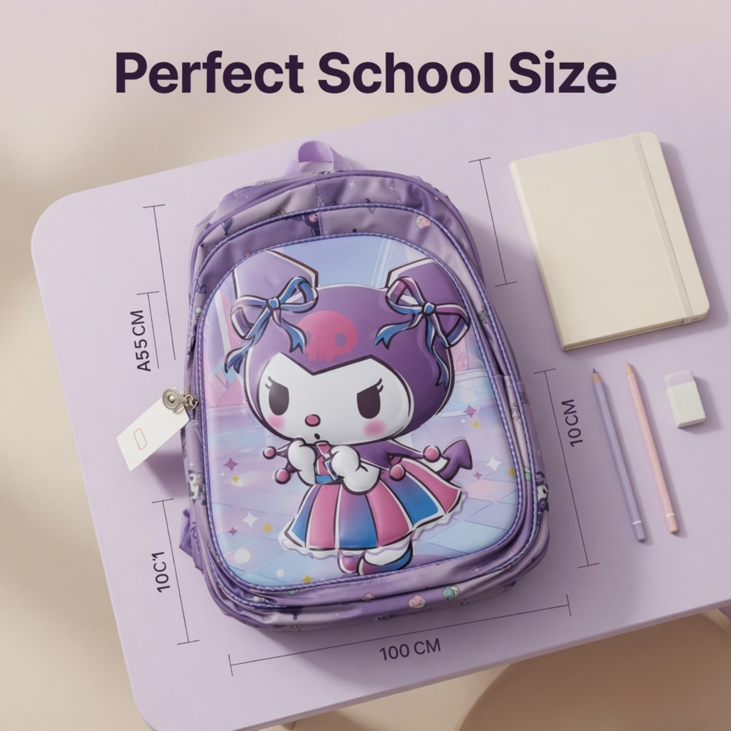 Kuromi Cartoon Kids School Backpack