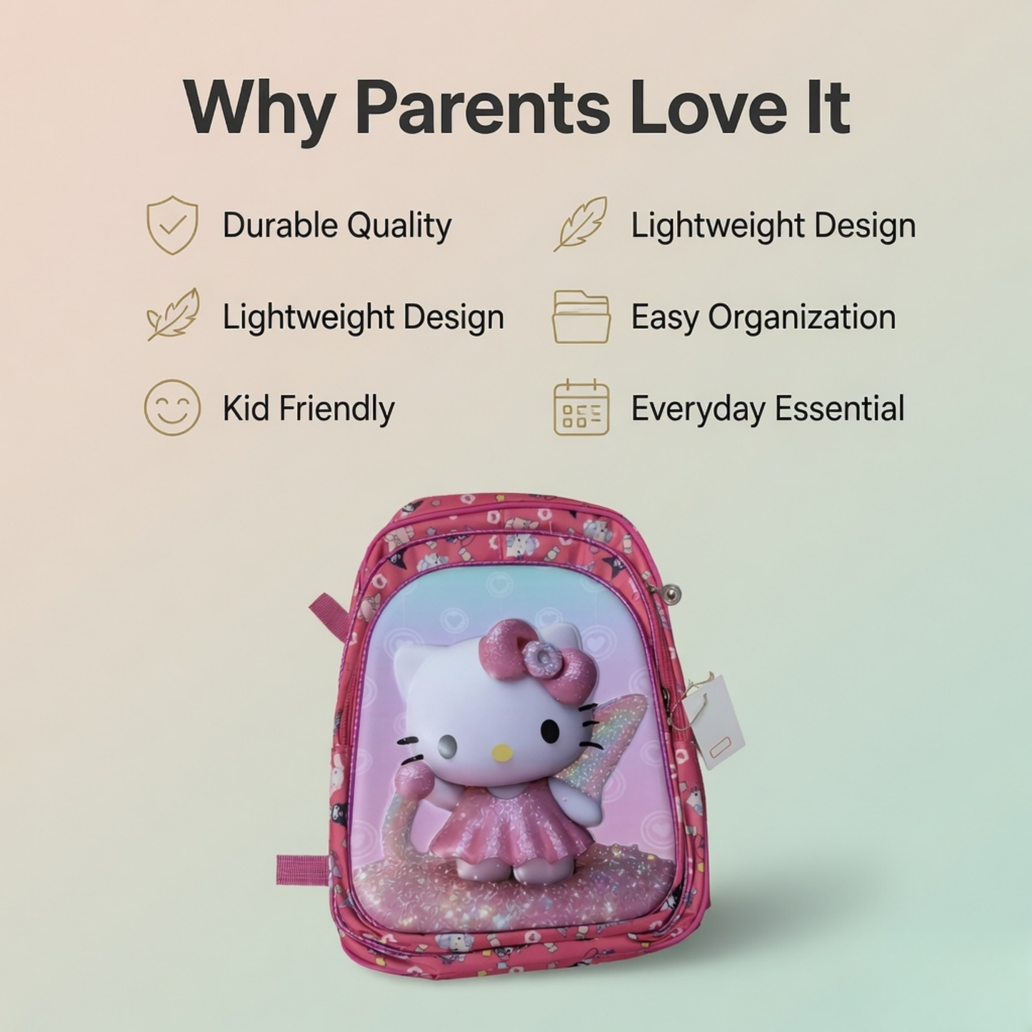 16" Hello Kitty Pink School Backpack for Girls