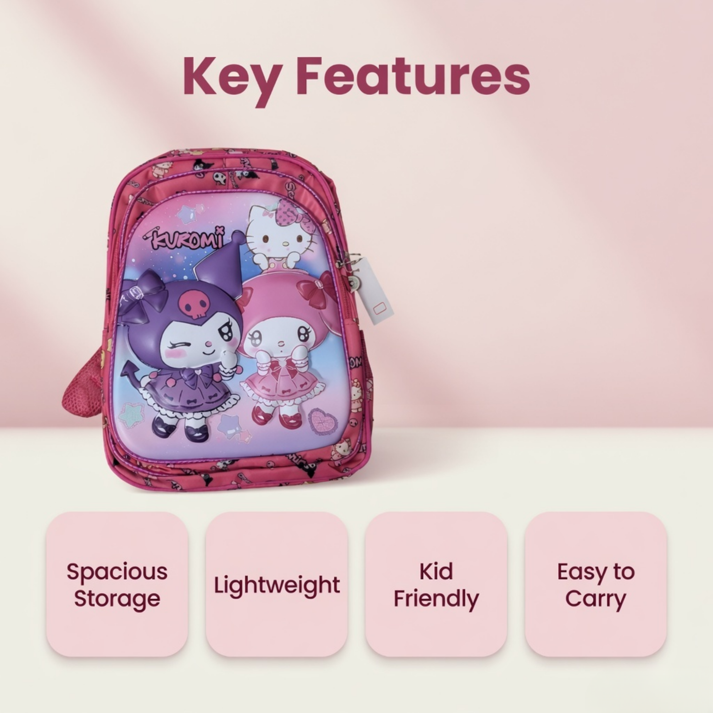 16" Kuromi & Hello Kitty Kids School Backpack