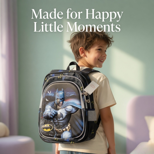 16" Batman Kids School Backpack – Superhero Cartoon School Bag for Boys
