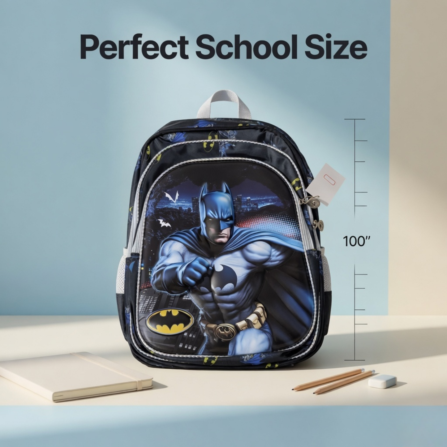 16" Batman Kids School Backpack – Superhero Cartoon School Bag for Boys