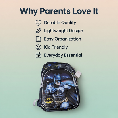 16" Batman Kids School Backpack – Superhero Cartoon School Bag for Boys