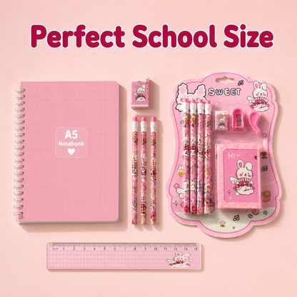 Cute Kids Stationery Gift Set with Pencils, Sharpener, Eraser & pouch