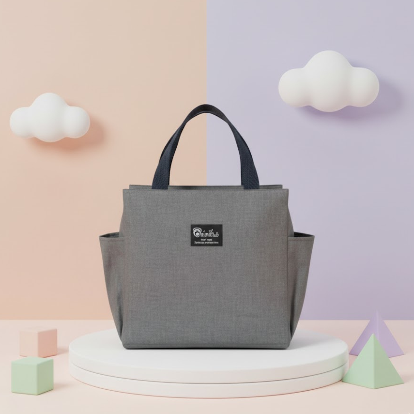 Insulated Blue Lunch Bag with Side Pockets - BIG, Spacious, Durable &amp; Travel-Friendly