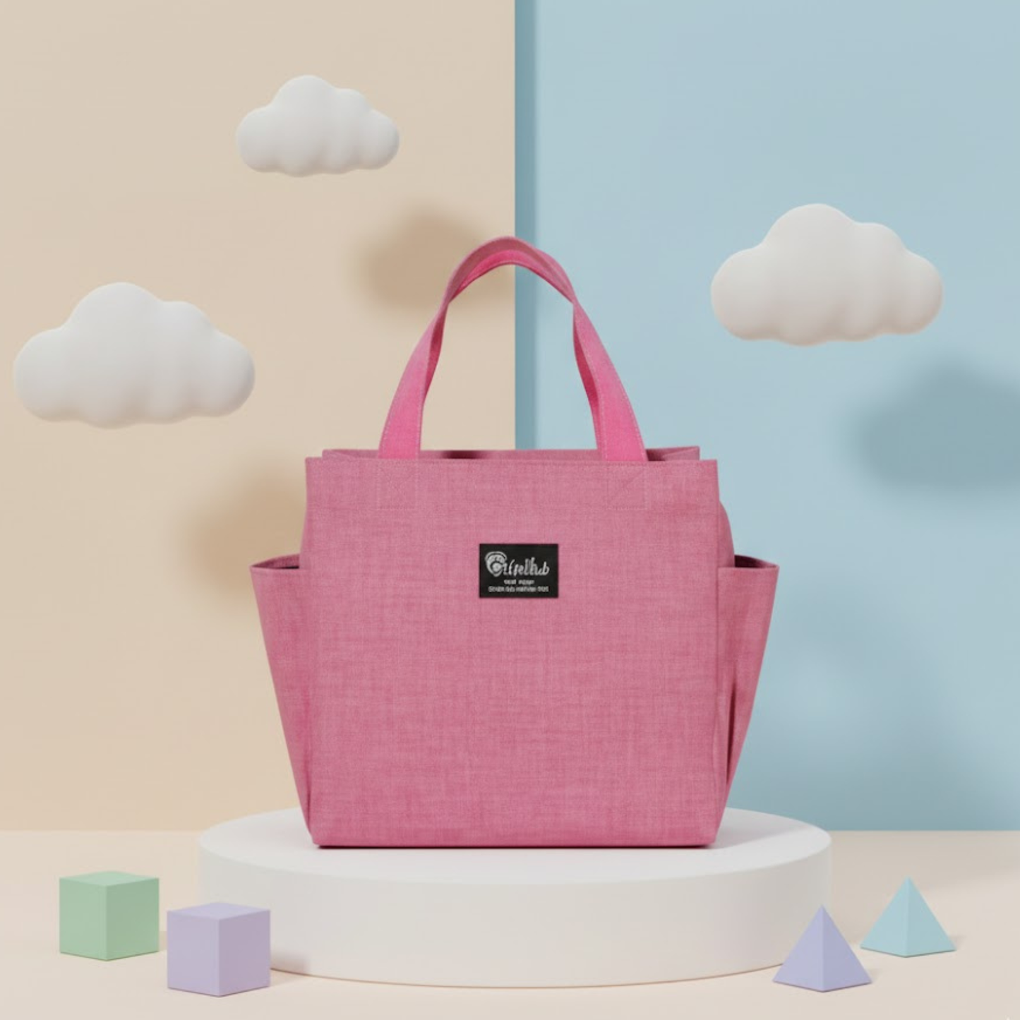 Insulated Blue Lunch Bag with Side Pockets - BIG, Spacious, Durable &amp; Travel-Friendly