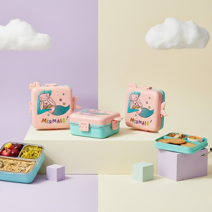 Stainless Steel Bento Lunch box for kids in Mermaid design