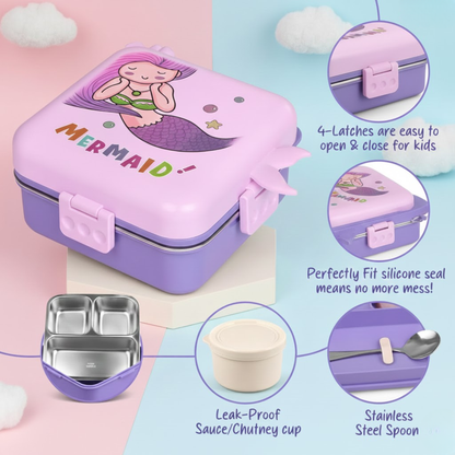 Stainless Steel Bento Lunch box for kids in Mermaid design