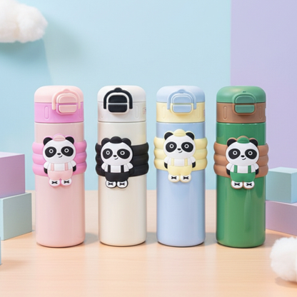 Kids SS316 stainless steel bottles with Panda, sipper and spout lids