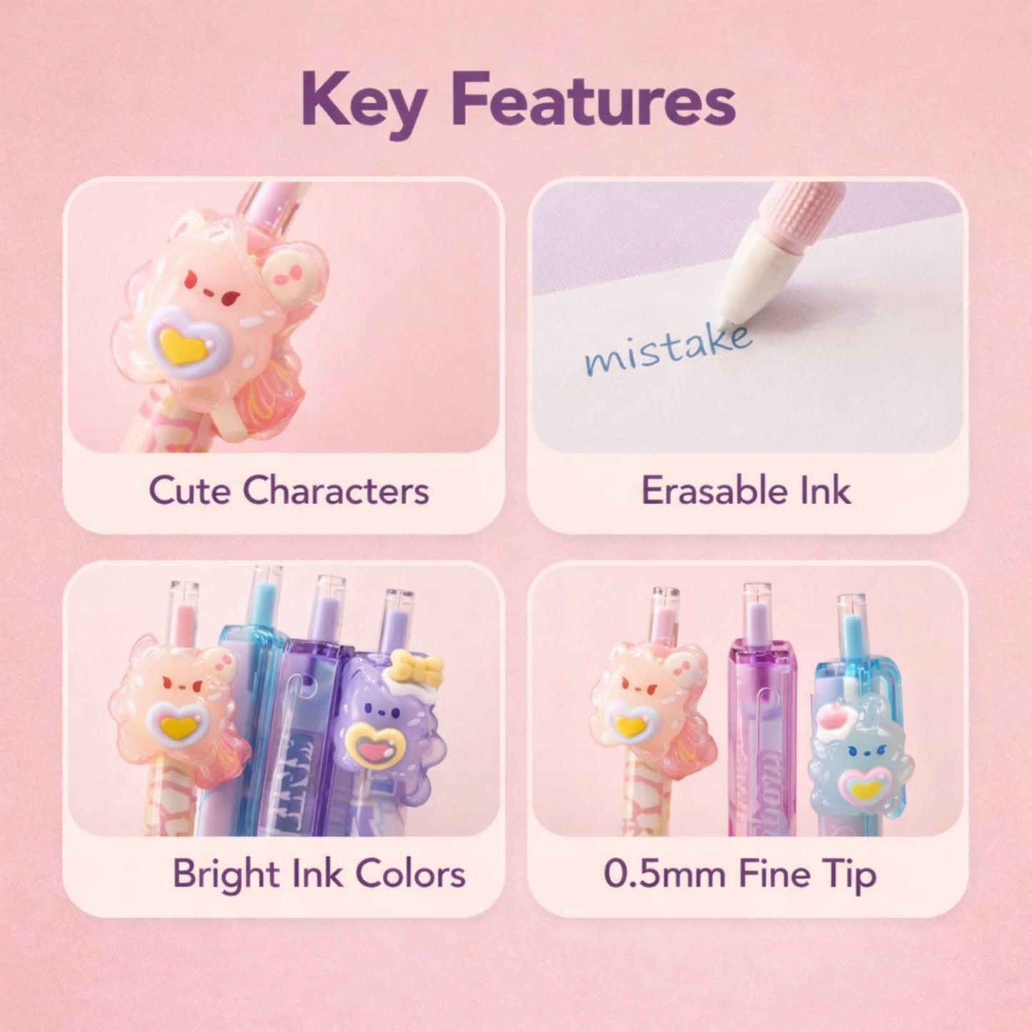 Cute Kawaii Erasable Gel Pens