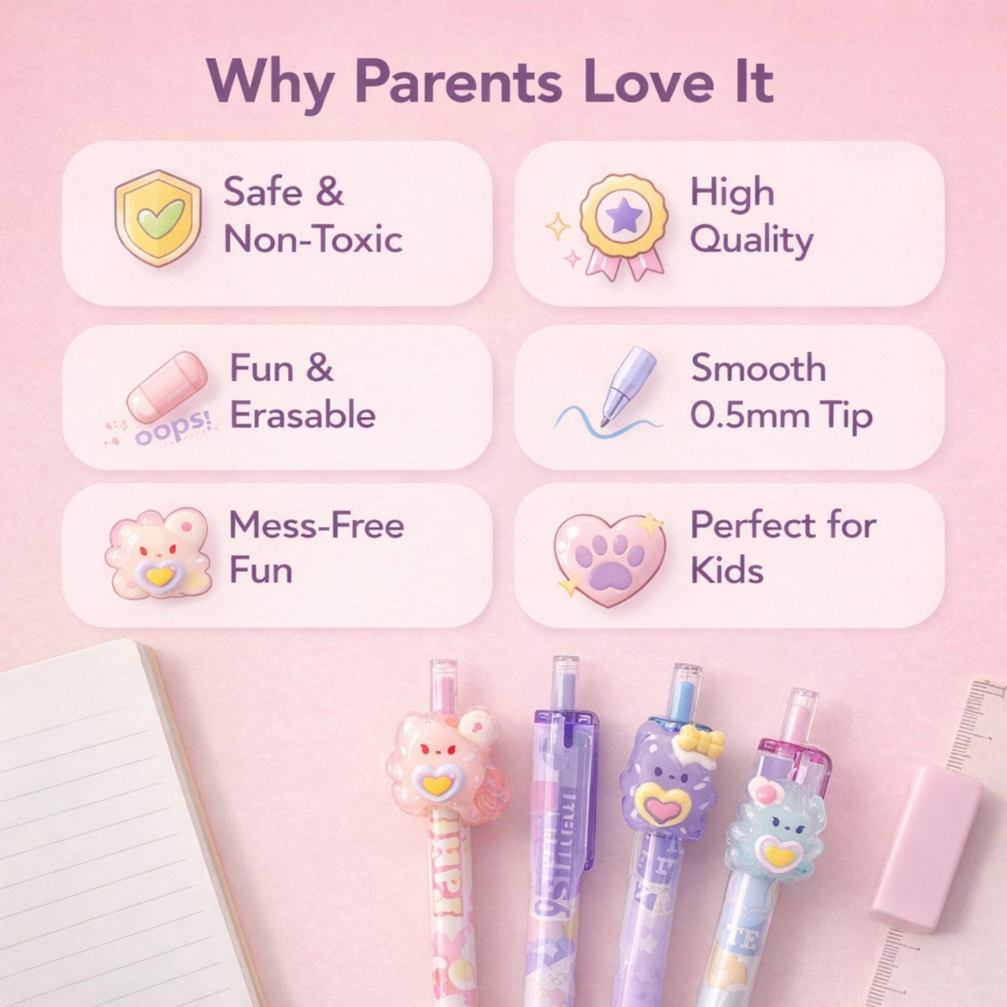 Cute Kawaii Erasable Gel Pens