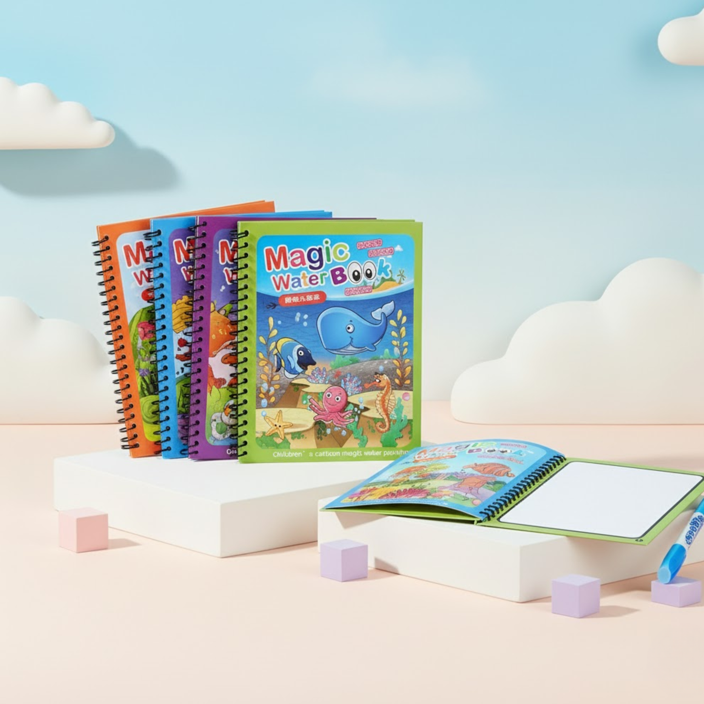 Magic reusable water coloring book