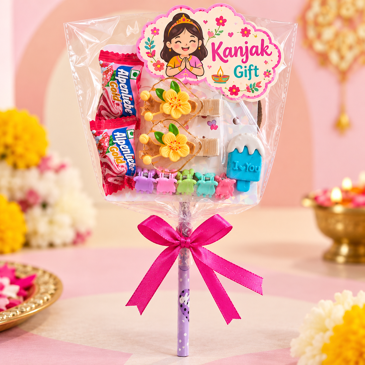 Kanjak Gift Bouquet – Hair Accessories & Stationery Hamper