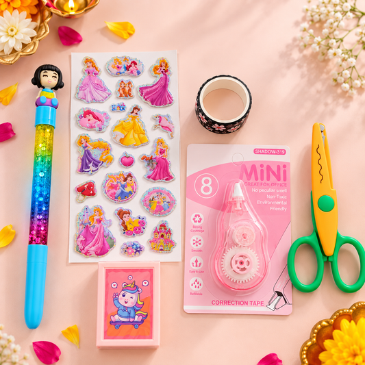 Princess Stationery Gift Set for Kids with Zip Pouch