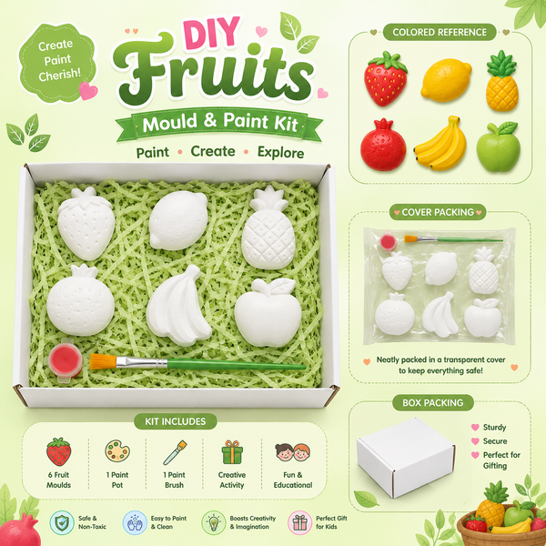 DIY Fruits Mould & Paint Kit for Kids | Fun DIY Craft Activity