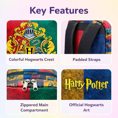 Harry Potter Hogwarts Crest Backpack | Premium School Bag (20 x 7 x 28 cm)