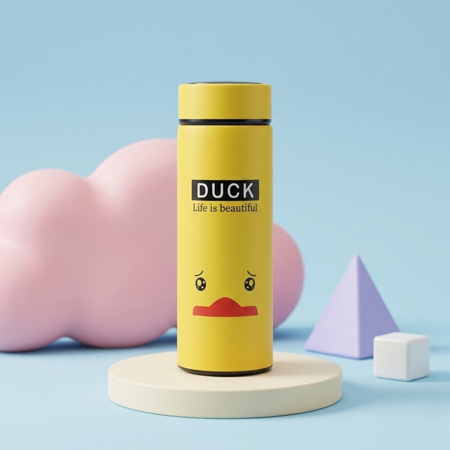 cute duck kids glass water bottle leakproof portable school drinking bottle