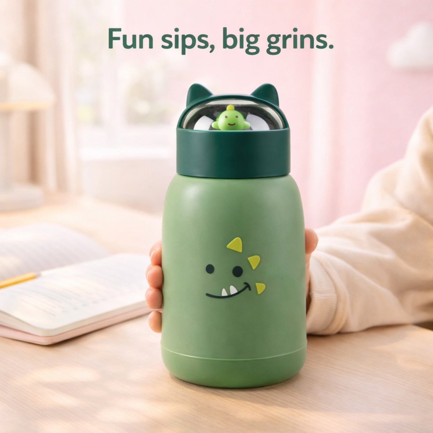 Cat Ear Kids Glass Water Bottle -350 ml