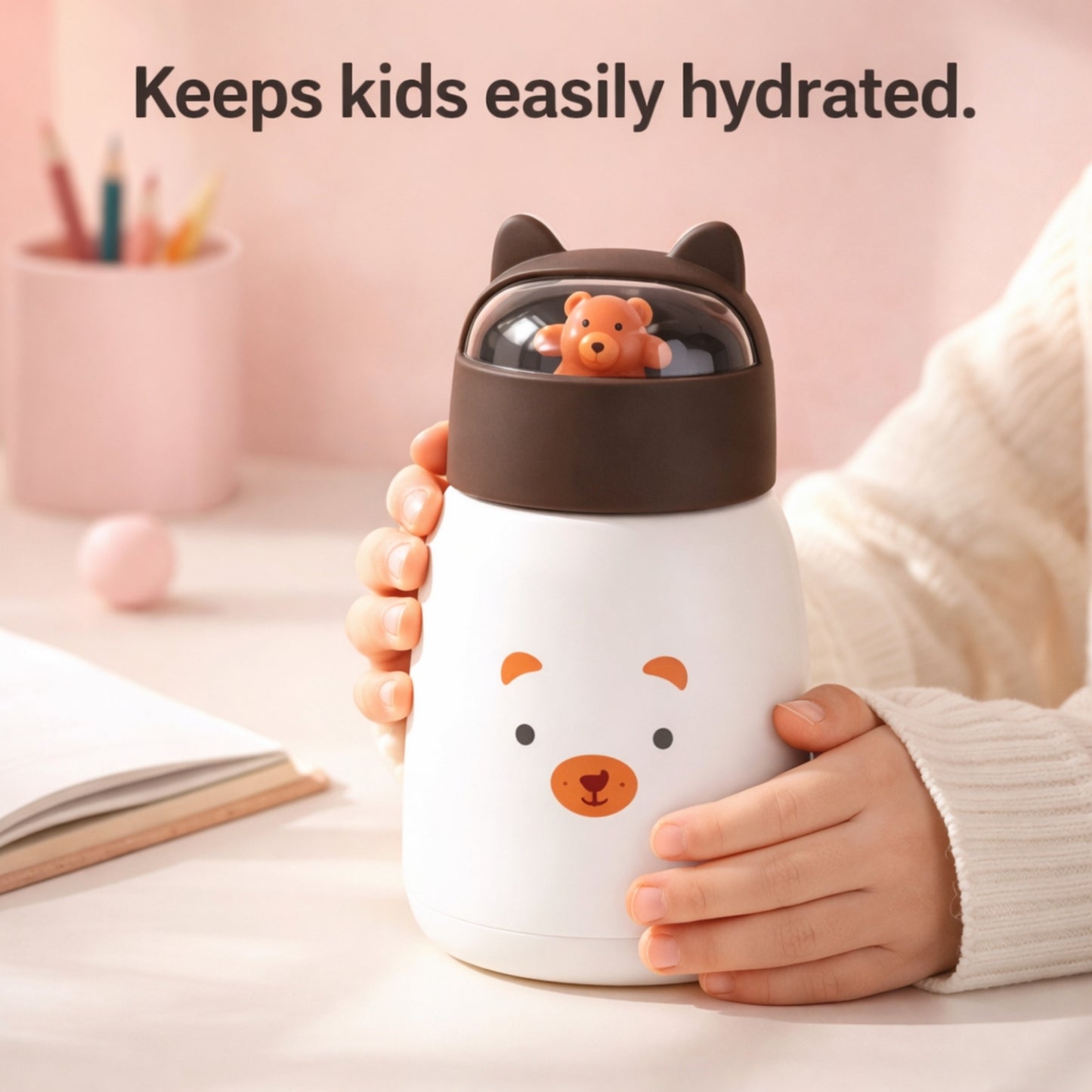 Cat Ear Kids Glass Water Bottle -350 ml