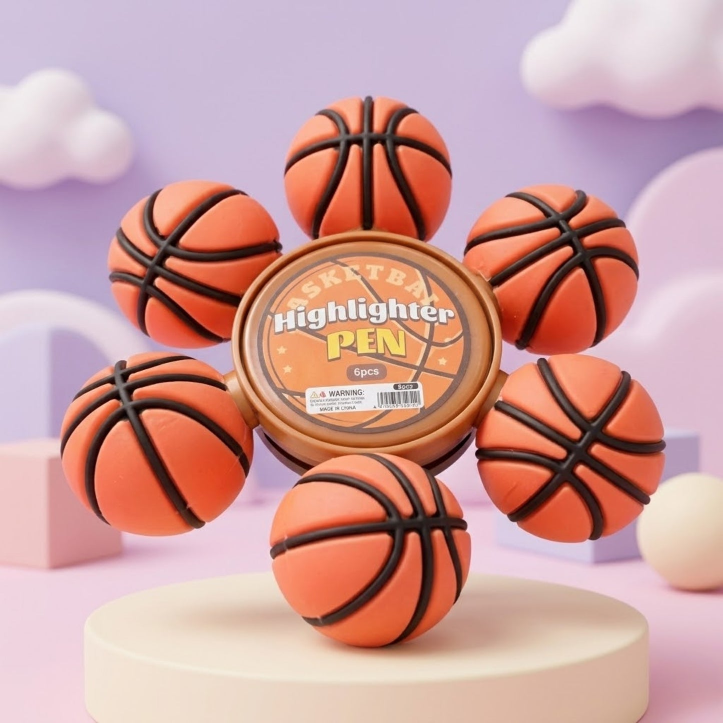 6 PCS Cute Sports Theme Highlighters set