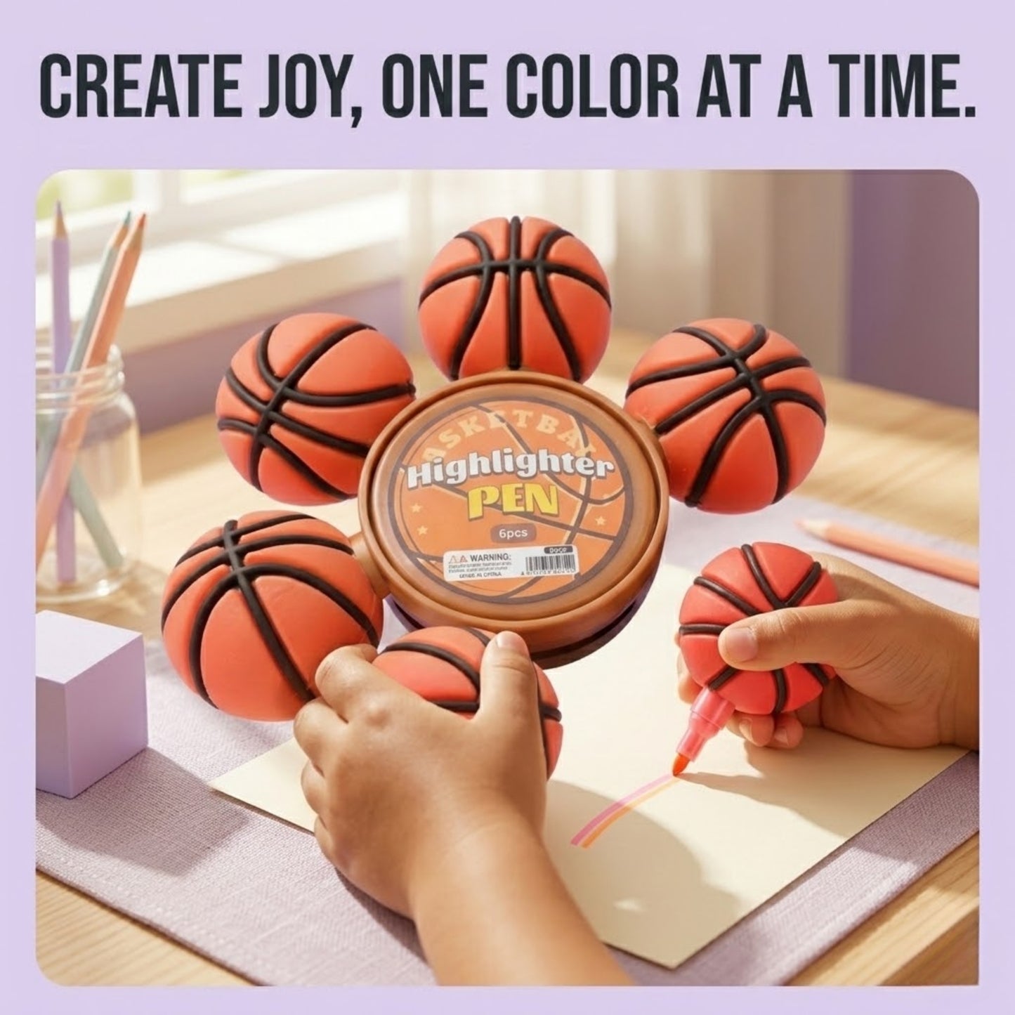 6 PCS Cute Sports Theme Highlighters set