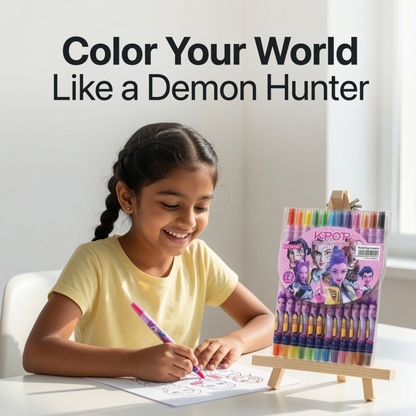 K-Pop Demon Hunters 12 Rotating Crayons Set | Twist-Up Colour Crayons