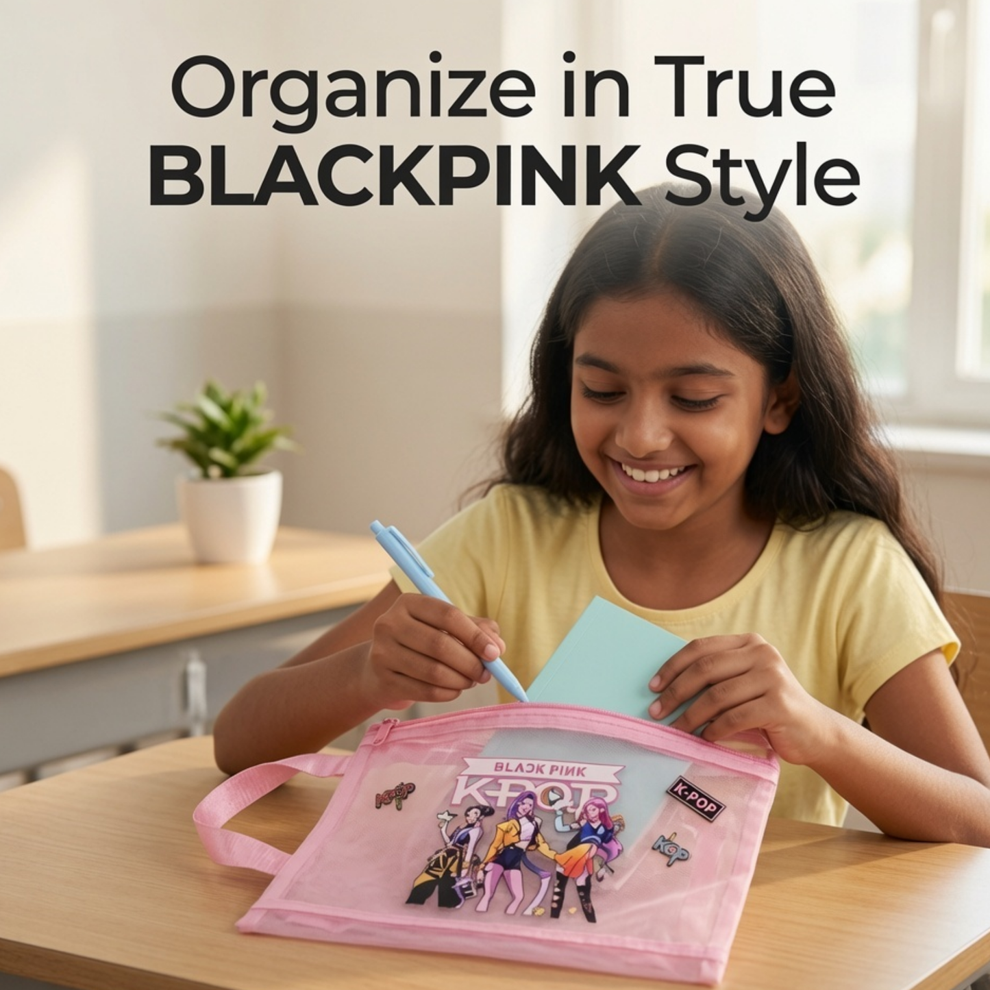 K-Pop Girl Group Transparent Mesh Folder Bag | Stationery Organiser