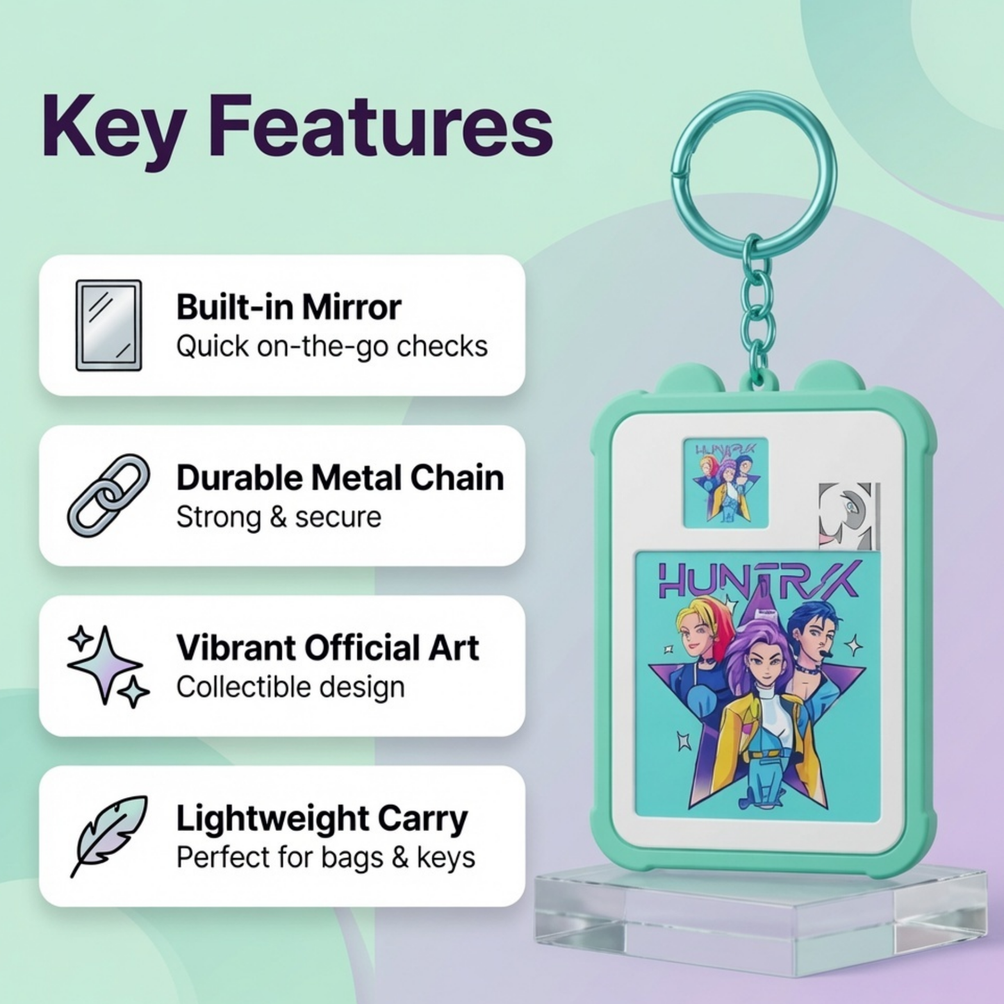 K-Pop HuntrX Photo Card Puzzle Keychain | Anime Character Bag Charm for Kids & Teens