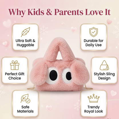 Cute Plush Fur Sling Bag for Girls | Soft Fluffy Kids Crossbody Handbag