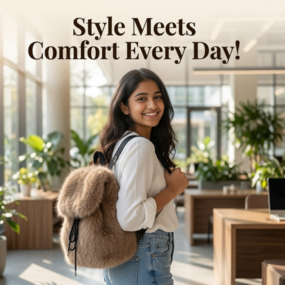 Luxury Faux Fur Backpack | Stylish Plush Backpack for Women & Girls