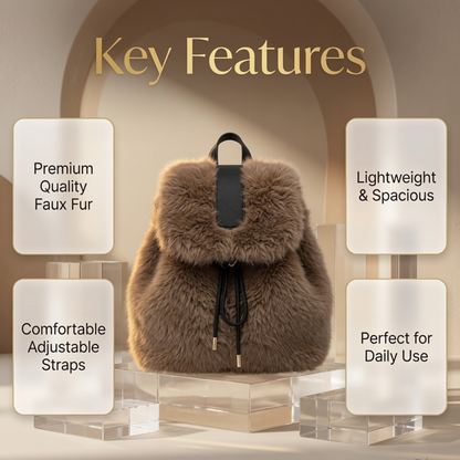 Luxury Faux Fur Backpack | Stylish Plush Backpack for Women & Girls