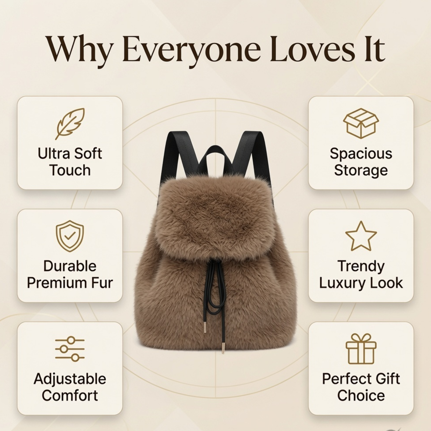 Luxury Faux Fur Backpack | Stylish Plush Backpack for Women & Girls