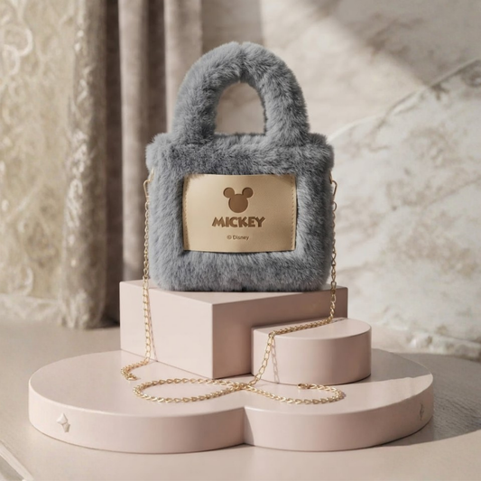 Disney Mickey Faux Fur Mini Handbag | Plush Crossbody Sling Bag