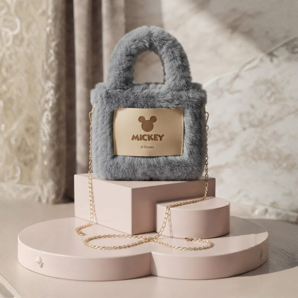 Disney Mickey Faux Fur Mini Handbag | Plush Crossbody Sling Bag