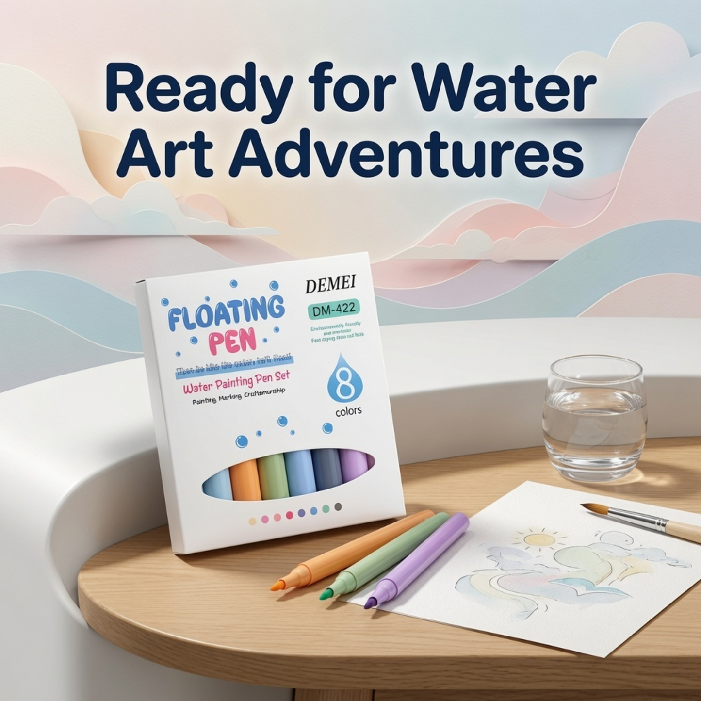 Floating Pen Water Painting Set | 8 Pastel Colours