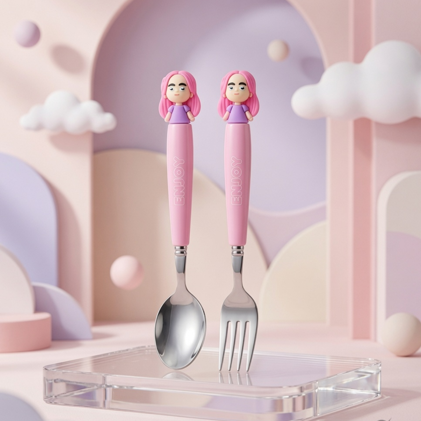 Kpop spoon set                                                                                                                                           Spoon & Fork Set for Kids | Stainless Steel Cutlery with Character Handle