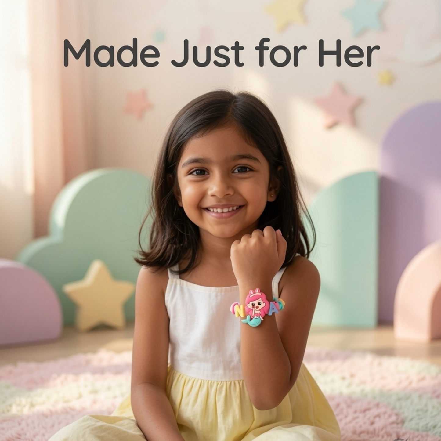 Handmade Mermaid DIY Name Bracelet Kit for Kids | Personalised Charm Bracelet Set