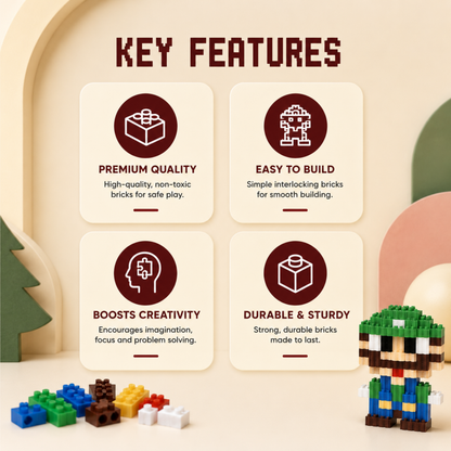 Luigi Super Mario Micro Brick Building Set | Build  & Display