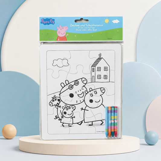 PEPPA PIG Colour & Puzzle Jigsaw Set for Kids