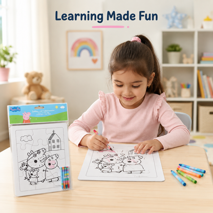 PEPPA PIG Colour & Puzzle Jigsaw Set for Kids