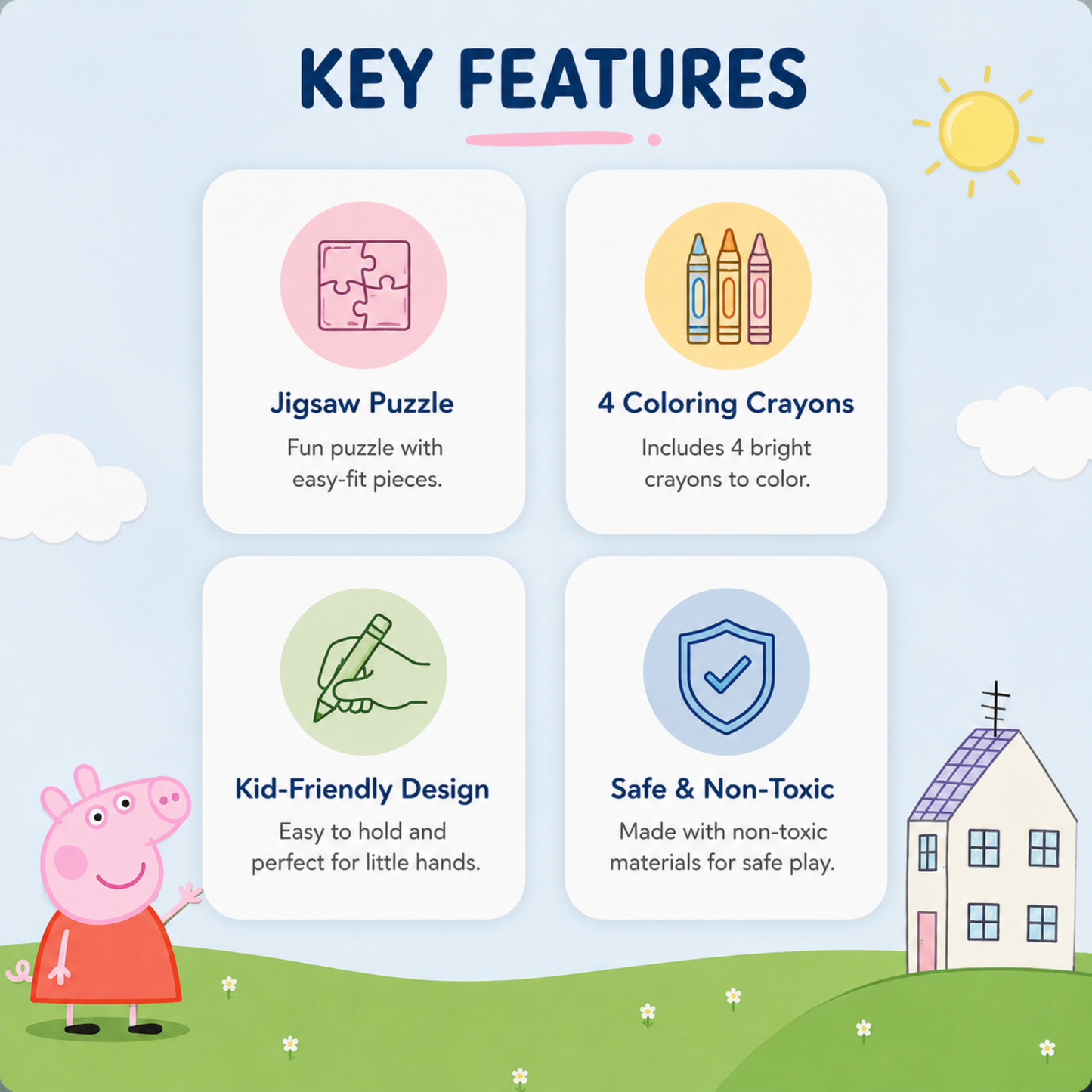 PEPPA PIG Colour & Puzzle Jigsaw Set for Kids